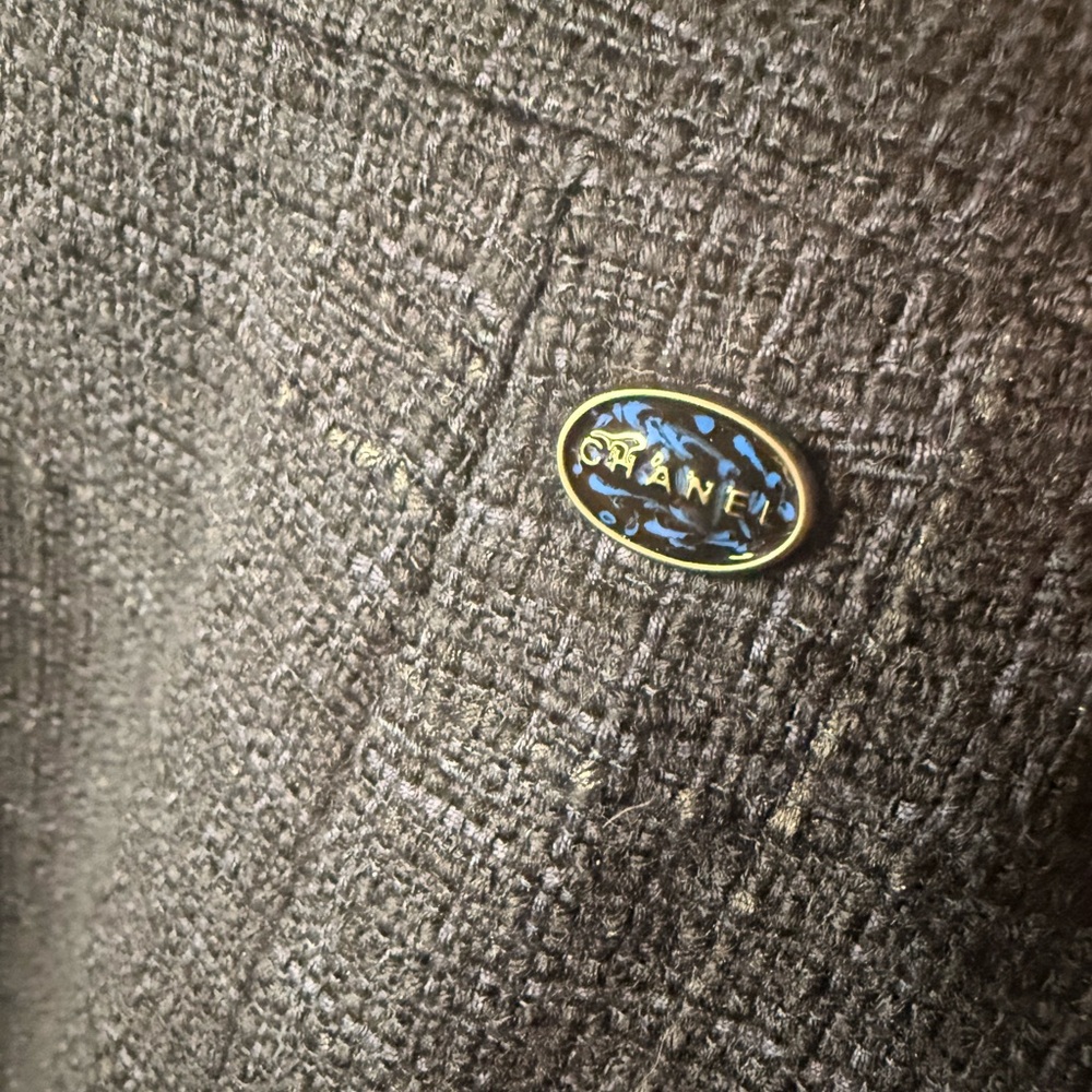 CHANEL Tweed Logo Plaque Mini Skirt- chain trim classic